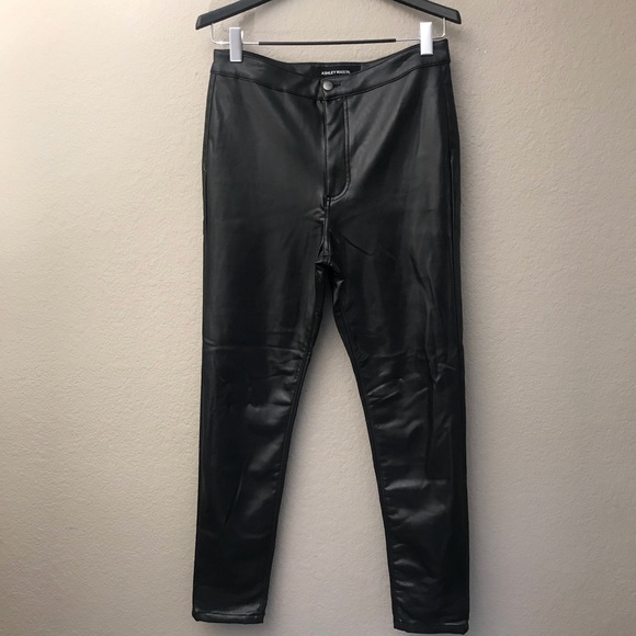 ashley mason high rise faux leather pants